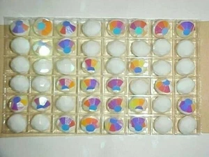 48 VINTAGE SWAROVSKI ARTICLE 335 D.S.& CO. WHITE AB 12mm BEADS - FULL PACK L130 - Picture 1 of 3