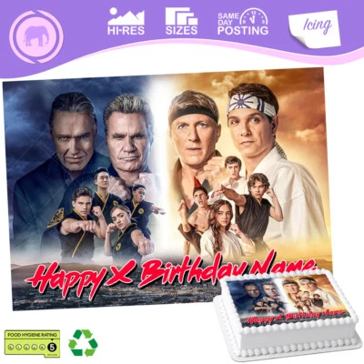 SWEETJUMBO Cobra Kai Cake Topper Decoration Rectangle Personalised sizes inc Costco