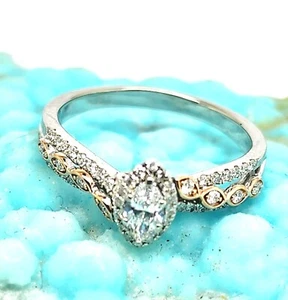 ADRIANNA PAPELL 14K TWO TONE GOLD 2/3 CT TW DIAMOND ENGAGEMENT RING SIZE 8.75 - Picture 1 of 9