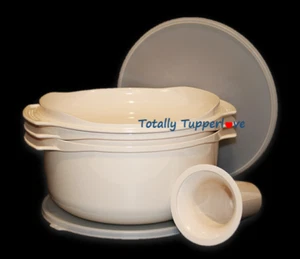 Tupperware Vintage Stack Cooker 6 Piece Set Casserole Dishes, Cover, Seals, Cone - Picture 1 of 5