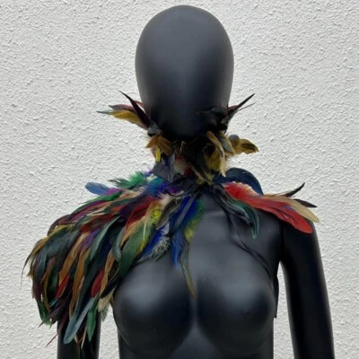 Real Feather Collar Shawl Wrap Cape Cloak Gothic Halloween Costume Party Choker - Image 1 of 4