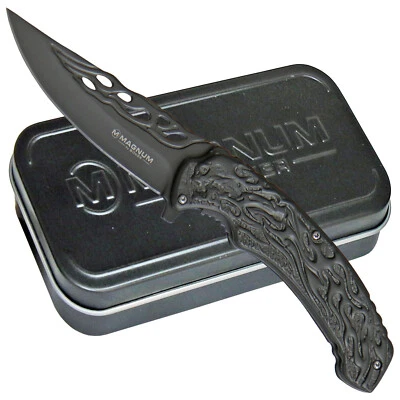 Magnum by Böker Taschenmesser "Grey Flamming Skull" Edelstahl Schalen Linerlock