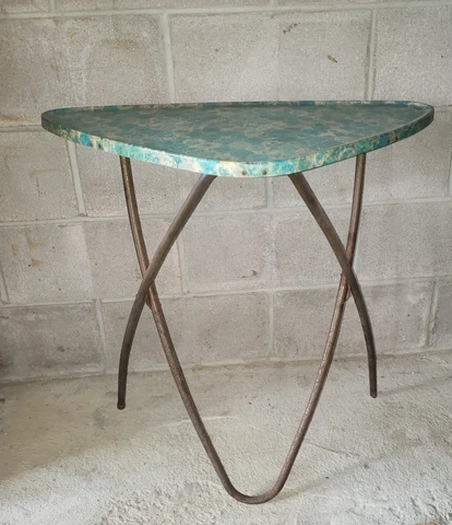 MCM Mid Century Modern Fiberglass Folding TV Table Atomic Triangular Cover