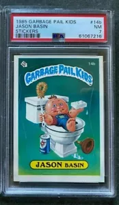 1985 Topps Garbage Pail Kids Series 1 JASON BASIN #14b PSA 7 GRADED GPK OS1 CARD - Picture 1 of 2