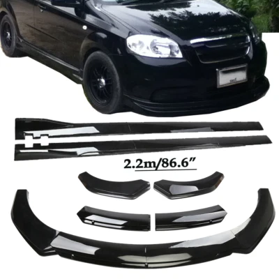 Glossy Black Front Lower Bumper Lip Splitter Spoiler For Chevrolet Aveo Body Kit - Image 1 of 4
