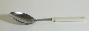 "Cuchara de acero inoxidable vintage Robinson EE. UU. mango blanco utensilio para servir 12" - Imagen 1 de 12