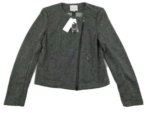 NEW Catherine Malandrino Womens Heavy Rayon LS Full Zip Gray Blazer Jacket Small