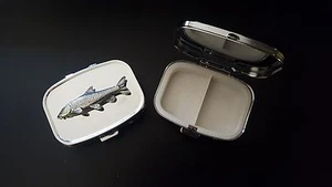 Barbel F41 English Pewter Emblem on a Rectangular Travel Metal Pill Box - Picture 1 of 1