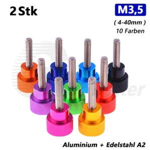 2 x vite zigrinata M3,5 forma alta vite di regolazione vite maniglia Al + acciaio inox D12 - Foto 1 di 6