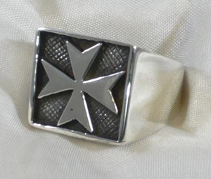 Anneau Croix de Malte Argent 925 Maltese Cross Anneau Argent Sterling - Picture 1 of 1