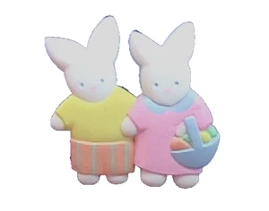 Punze PIN Ostern Vintage HASE HASE EIERKORB Junge Mädchen 1990 Urlaub Brosche - Bild 1 von 2