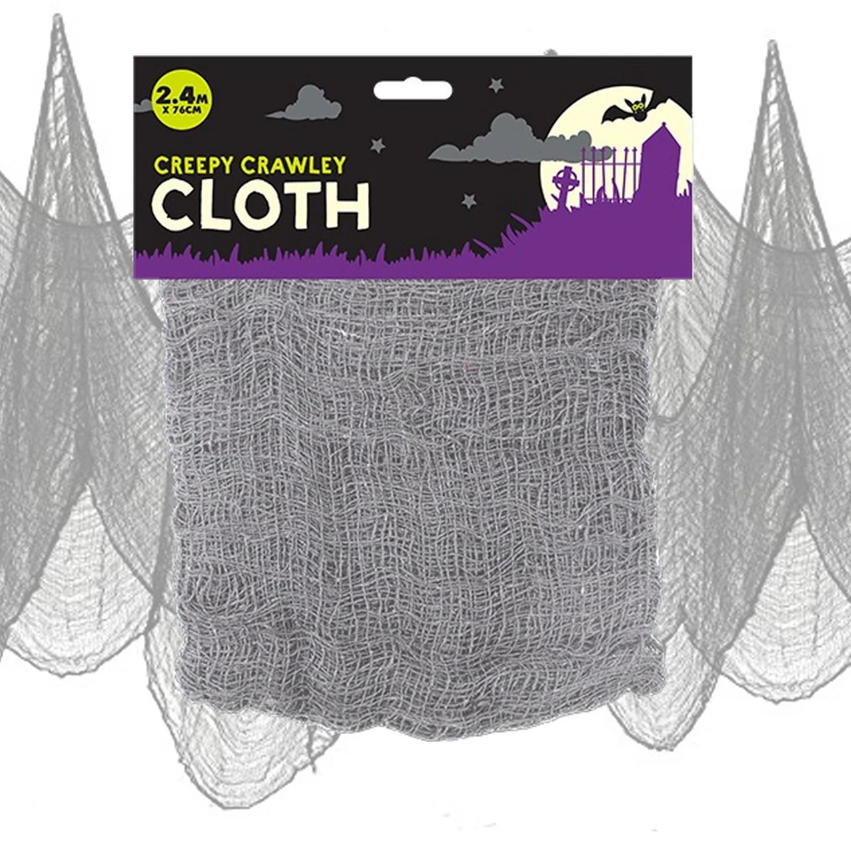 2,4 METROS TELA ESPELUZNANTE HALLOWEEN Material Mesa Puerta Ventana Decoración Colgar Foto 1 de 4
