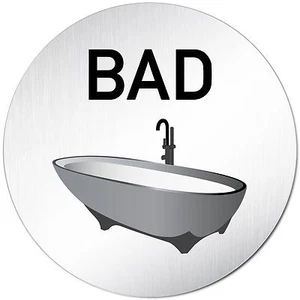 Aluminium Schild 10 cm Ø "Bad" Türschild • Tür Badezimmer Wanne Alu Toilette WC - Picture 1 of 4