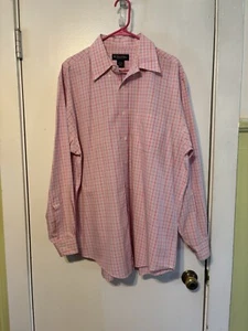 Brooks Brothers Button Down Mens Shirt Crisp Pink And Blue Size L 100% Cotton - Picture 1 of 6