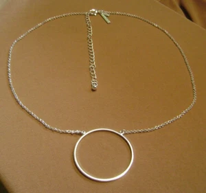 DAINTY LELE SADOUGHI CIRCLE CHAIN MINIMALIST SILVER TONE 18" LENTH NECKLACE!!!! - Picture 1 of 6