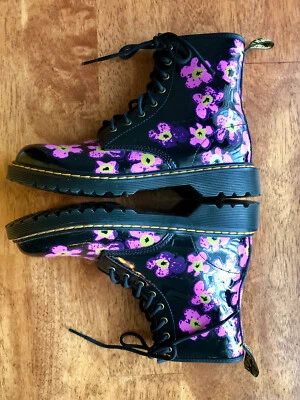 Ботинки женские Dr Martens 1460 розовые анютины глазки Fayre цветочный узор лакированная кожа размер 6 - Изображение 1 из 4