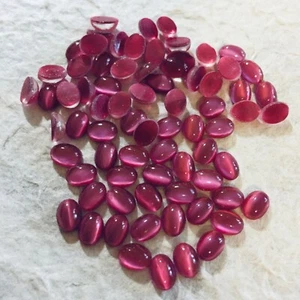 AL1008 Vintage Czech glass cabochons 7x5mm deep rose moonstone unfoiled (72) - Picture 1 of 2