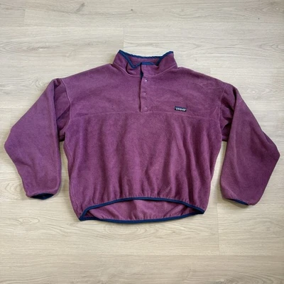 Vintage 90s Patagonia Synchilla Snap-T Fleece Pullover Sweater Jacke Lila Herren L - Bild 1 von 4