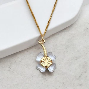 SWAROVSKI Necklace: Clover Four Leaf Design Gold Crystal White w/Box [US DDP] - Picture 1 of 7