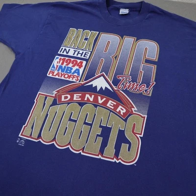 Camisa De Colección Denver Nuggets Para Hombres XL Azul NBA Baloncesto 1994 Playoffs Salem Años 90 Foto 1 de 4