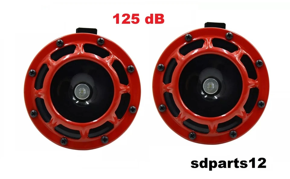 Set 2x  Hupe Fanfare Starktonhorn 12V 66W 300/500Hz 123mm Horn 125dB Signalhupe - Bild 1 von 4