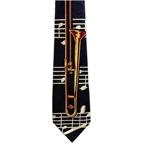 Steve Harris Musical Note Trumpet Men’s Necktie Hand - Made - Picture 1 of 6
