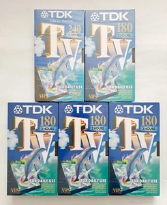 5 x TDK E 180 E 240 TV Blank VHS Video Tape Cassette Tapes NEW PAL Bundle - Picture 1 of 6