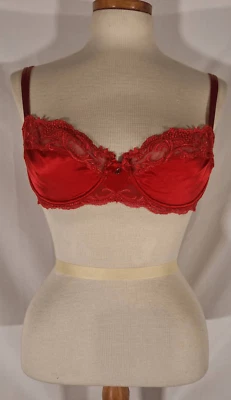 Sutiã Feminino Lise Charmel Vermelho Floral Demi Underwire Tamanho 36B - Imagem 1 de 4