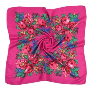 Flowers Square Scarf Women Floral Printed Shawl Female Head Wrap Headband Scarfs - Picture 1 of 17