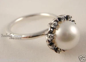 EVERLASTING GRACE Authentic PANDORA Silver WHITE PEARL Cz Stones RING 5/50 NEW - Picture 1 of 4