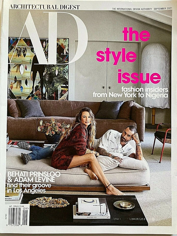 BEHATI PRINSLOO & ADAM LEVINE September 2021 ARCHITECTURAL DIGEST Magazine - Image 1 of 1