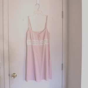 TART Intinates Nude/White Polka Dots Poly Blend Lace Trim Knit Nightgown Size L - Picture 1 of 2