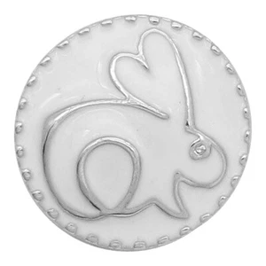 Rabbit Snap Jewelry Ginger Charm 18MM White Bunny Animal Snap Charm Button - Picture 1 of 9