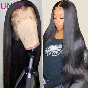 Malaysian Straight 13x6 Lace Front Human Hair Wigs Pre Plucked with Baby Hair US - Picture 1 of 12