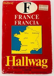 Vtg Hallwag Touring Folding Map of France in German French English 1973