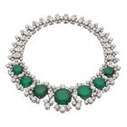 Pine Green Cushion Shape Emeralds & Lab-created Diamonds Royal Antique Necklace