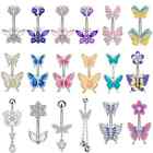 Colorful Butterfly Belly Bars Navel Rings Belly Button Bar Body Piercing Jewelry