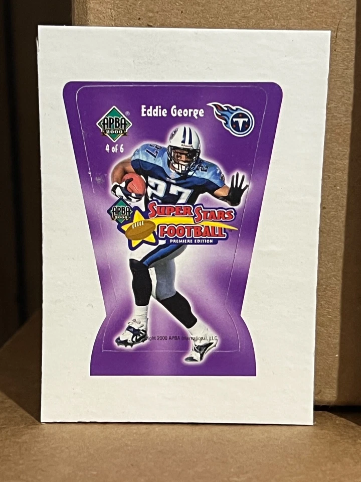 Eddie George 2000 APBA Super Estrellas Fútbol UNPOPPED Troquelado Juego Pieza #4 RARO Foto 1 de 1