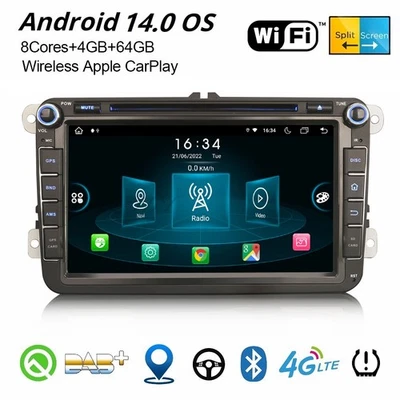 8" Android 14 Autoradio Für VW Golf 5/6 Passat Caddy Touran Polo Skoda SEAT Navi - Bild 1 von 4