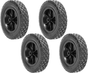 Paquete de 4 ruedas de goma maciza de 8 pulgadas, neumático de goma para rueda de camión de mano, neumático con 1/2 - Imagen 1 de 6