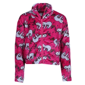 5 More Minutes Girl's Sloth Plush Lounge Jacket - Picture 1 of 8