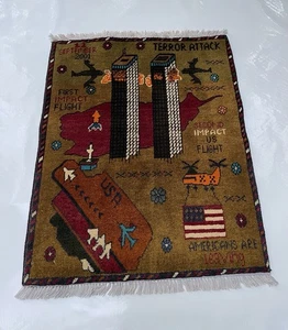 ALFOMBRA TRADICIONAL DE GUERRA AFGANA de 76x61 cm bellamente hecha mini alfombra artesanal #496 - Imagen 1 de 13