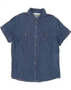 LEE Womens Riders Short Sleeve Denim Shirt UK 18 XL Navy Blue DD29 - Picture 1 of 3