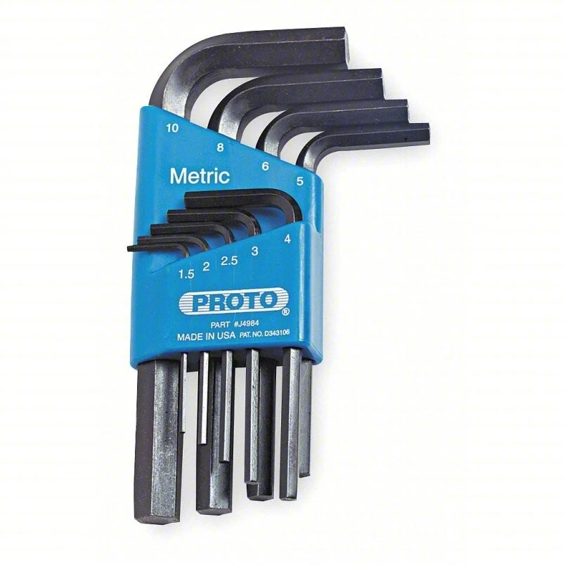 PROTO | J4984 | Hex Key Set: Metric, Short, 9 Pieces | 10mm-1.5mm - Image 1 of 1