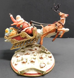 1989 Whitley Bay Limited Edition Santa "Sleigh" Flying Over Village Made In Ital - Picture 1 of 10