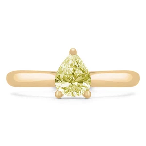 Anillo de compromiso pavé de diamantes amarillos SI1 pera de 0,54 quilates de oro amarillo de 14 quilates - Imagen 1 de 3