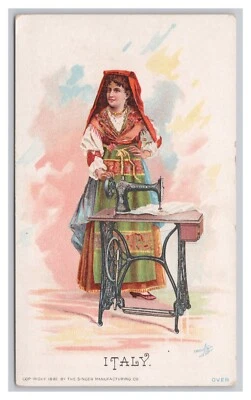 The Singer Manufacturing Co. ITALY Vintage ©1892 Advertising Trade Card - Image 1 of 4