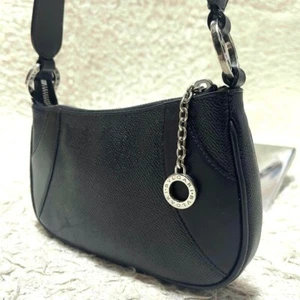 Bvlgari Women's Shoulder Bag Accessory Pouch Handbag Leather Black Used Auth - Picture 1 of 11