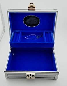 The Container Store Schmuckkasten (B7,5 x L5,5 x H3) Aluminium abschließbar blau Filz - Bild 1 von 13