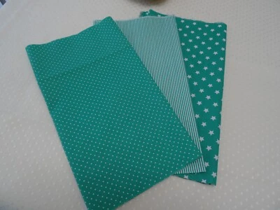 3x Stoffreste  Baumwolle PUNKTE STERNE GESTREIFT Diverse Größen  Basteln DIY  - Bild 1 von 4